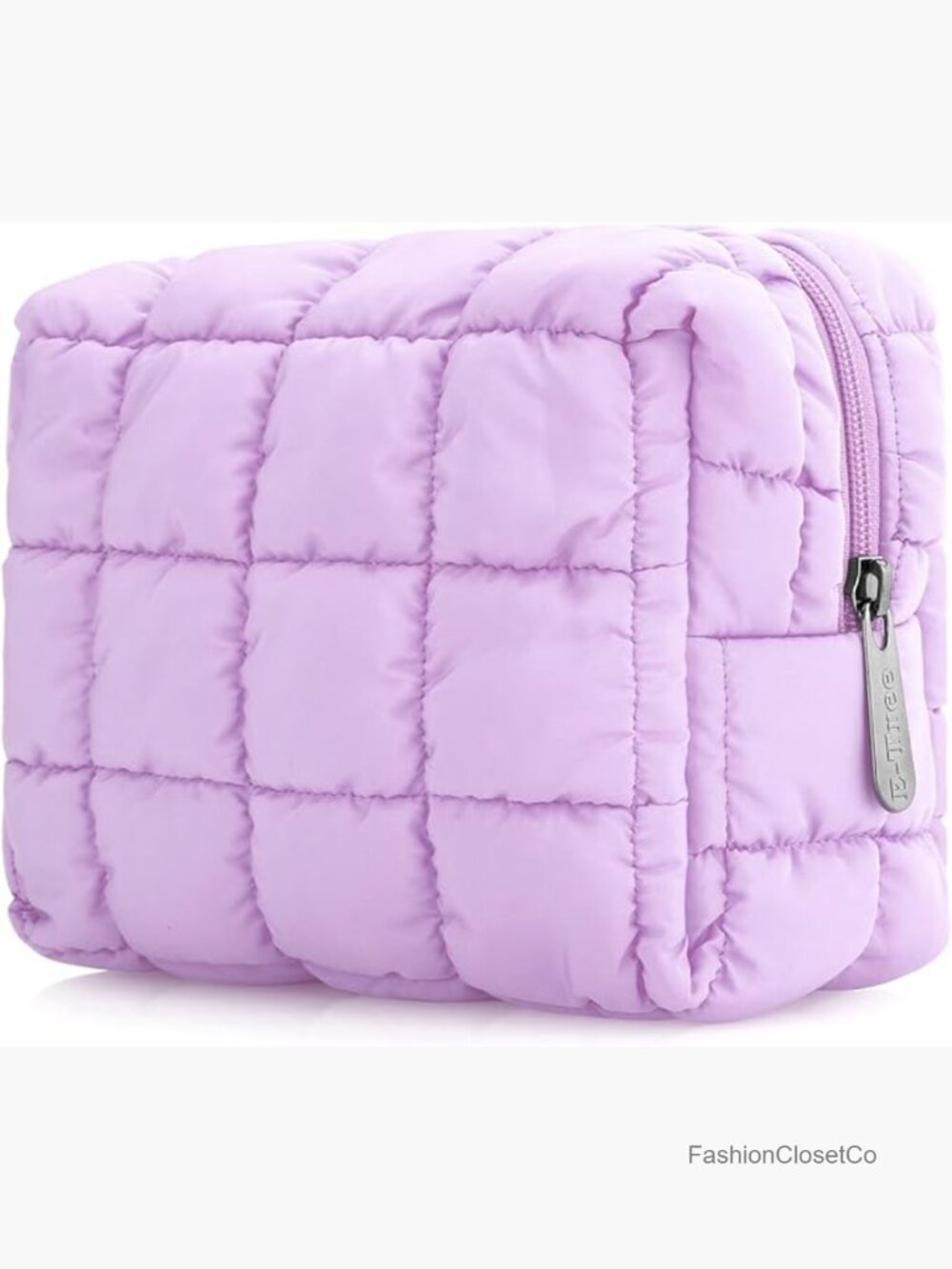 Quilted Makeup Bag, Cosmetic Pouch, Toiletry Travel Case with Zipper, Checkered